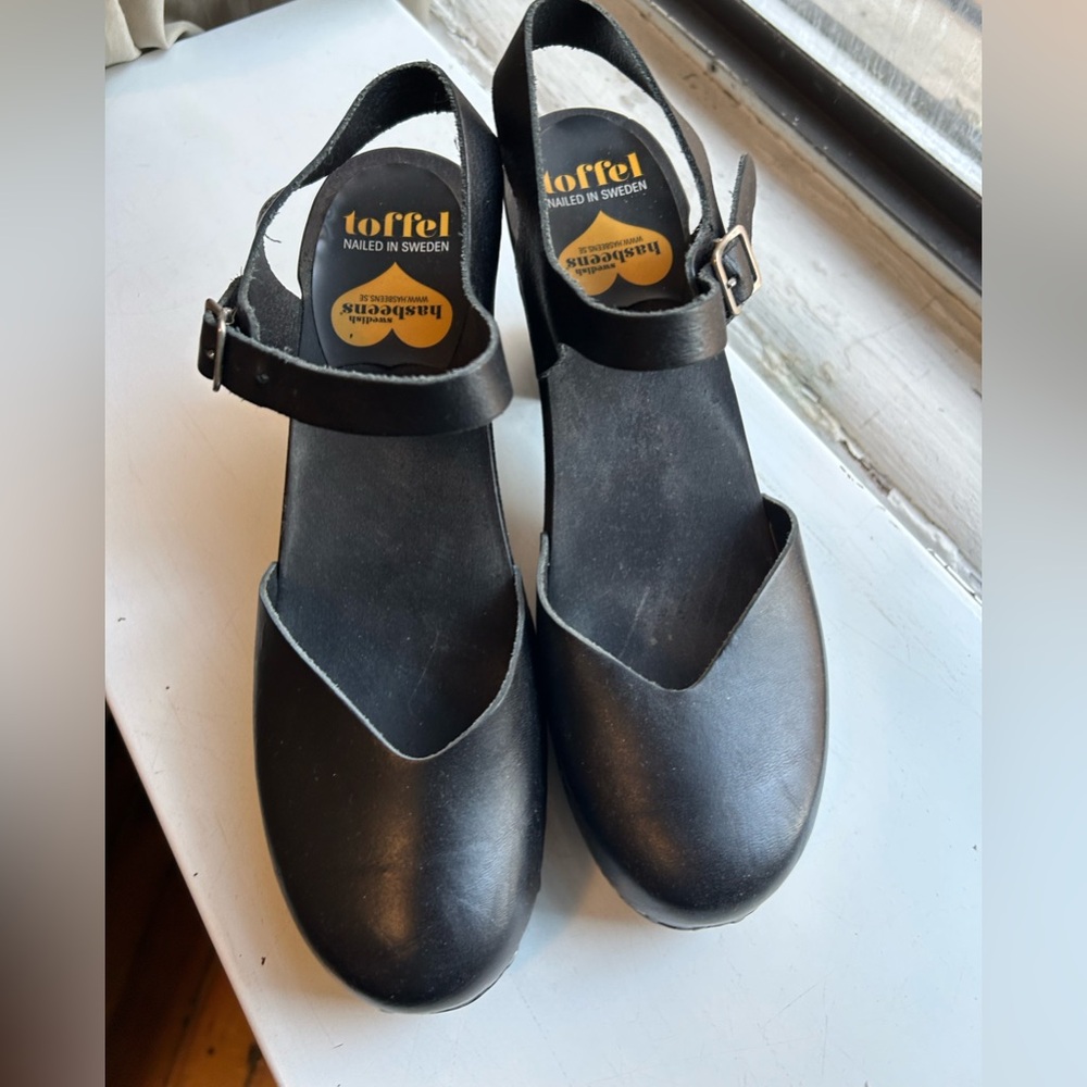 Swedish hasbeens-  Black Leather Clog Maryjane’s